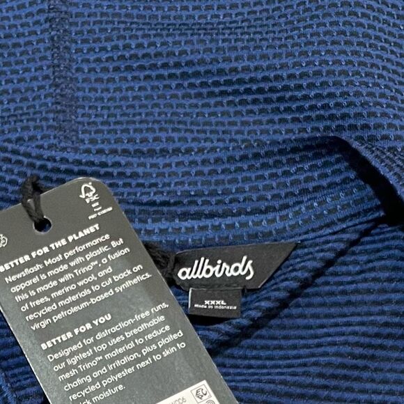 Allbirds Natural Run Merino Blend Long Sleeve Layer Tee True Navy Sz XXXL NEW - Picture 10 of 10